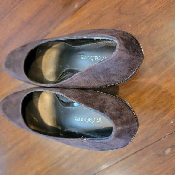 Liz Claiborne Brown Suede/Leather Stiletto Heels/Pumps - Picture 9 of 14